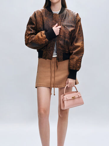 Aubrielle Croc-Effect Top Handle Bag, Light Pink, hi-res