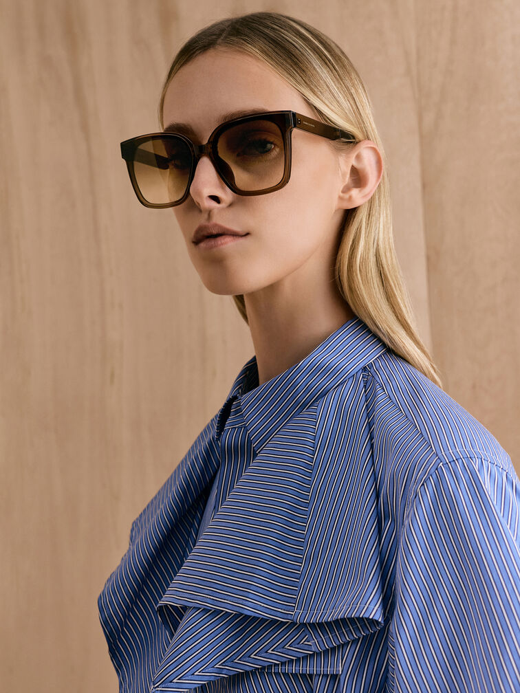 Brea Foldable Aviator Sunglasses, Espresso Brown, hi-res