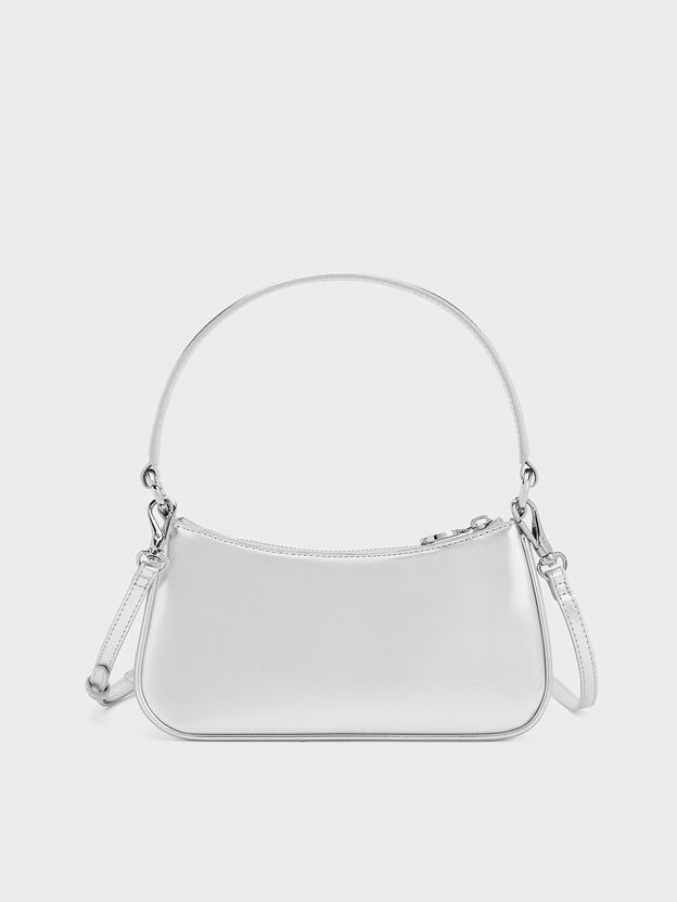 Elspeth Metallic Chain Shoulder Bag, Silver, hi-res