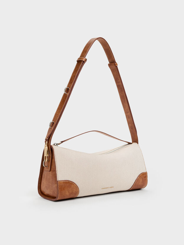 Delfina Canvas Elongated Shoulder Bag, Multi, hi-res