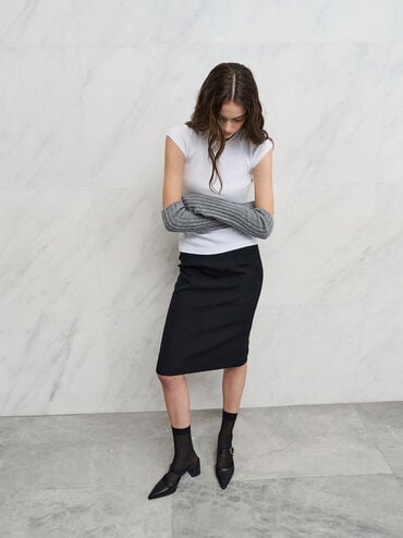 Pointed-Toe Mary Jane Heeled Mules, Black, hi-res