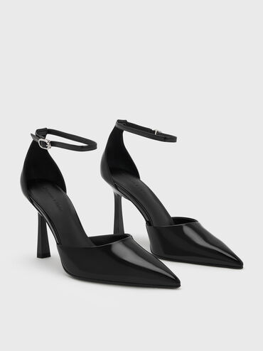 Pointed-Toe Ankle-Strap D'Orsay Pumps, Black Box, hi-res