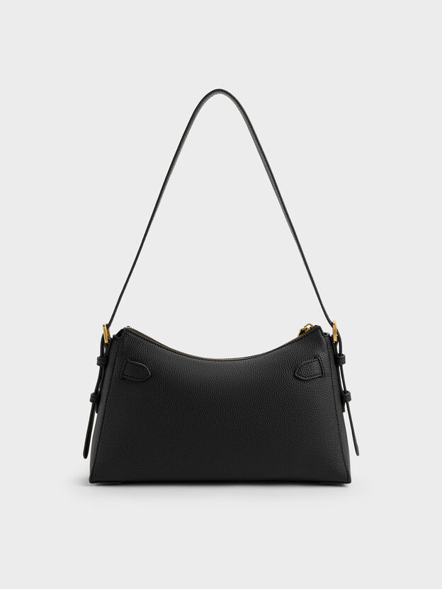 Dinora Belted Shoulder Bag, Black, hi-res