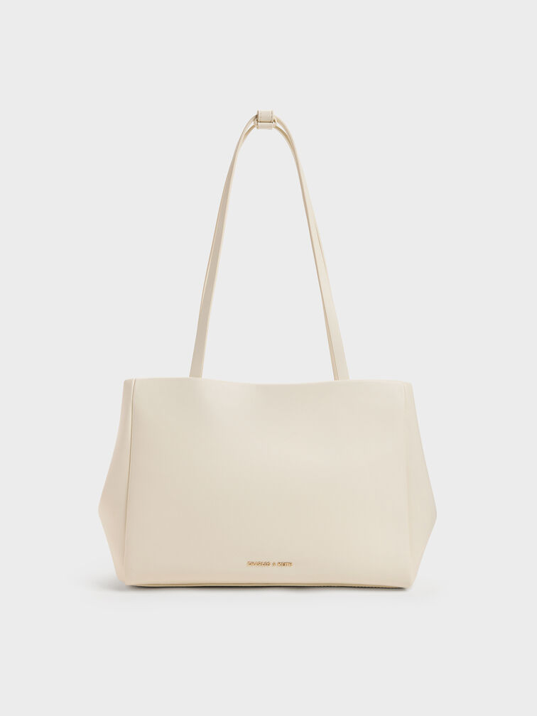 Halsey Ruched Tote Bag, Cream, hi-res