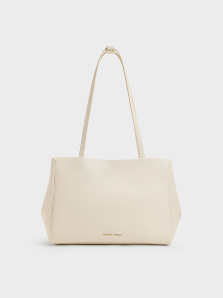 Halsey Ruched Tote Bag, Cream, hi-res