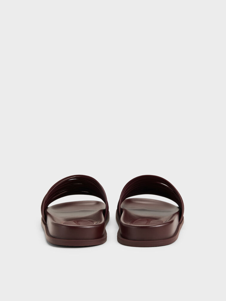 Fianna Strappy Slide Sandals, Burgundy, hi-res