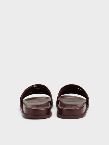 Fianna Strappy Slide Sandals, Burgundy, hi-res