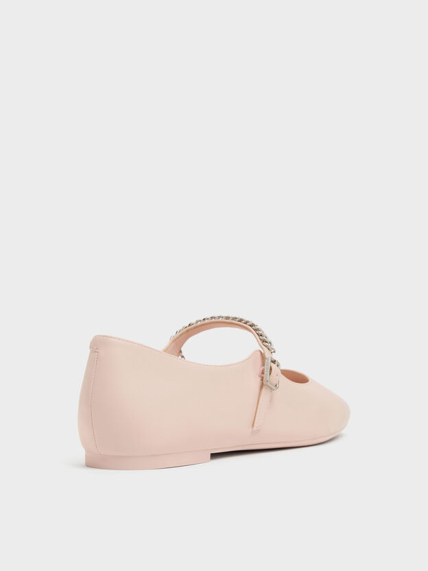 Double-Chain Charm Mary Jane Flats, Pink, hi-res