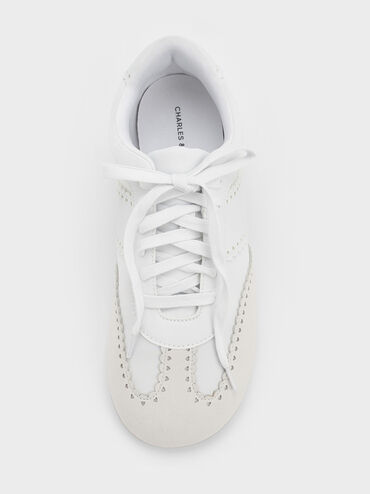 Cece Heart-Motif Sheer-Lace Sneakers, White, hi-res