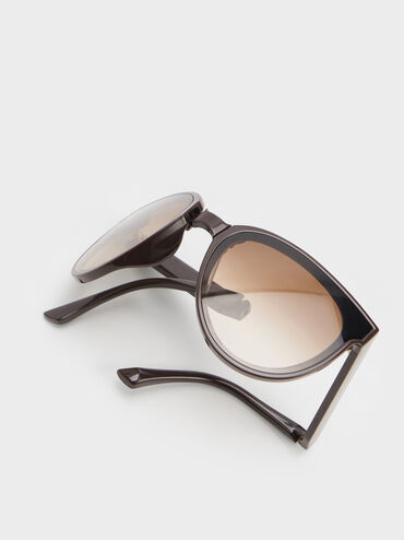 Brea Foldable Aviator Sunglasses, Espresso Brown, hi-res
