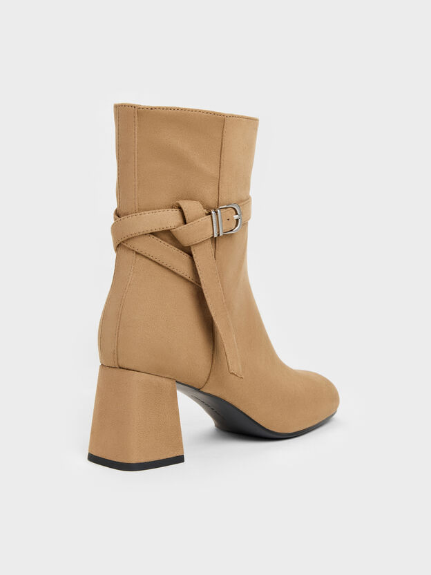 Eliza Faux Suede Block-Heel Ankle Boots, Sand, hi-res