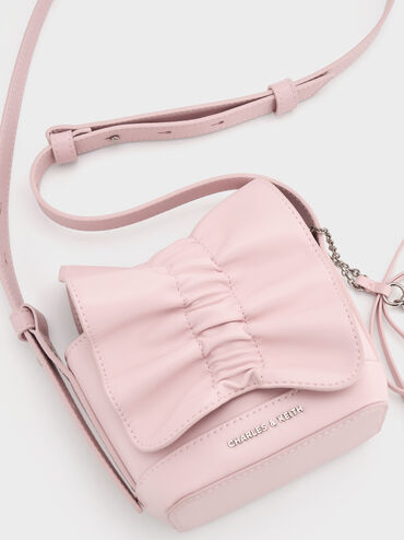 Kadee Ruched Bow-Charm Mini Bag, Cotton Candy Pink, hi-res