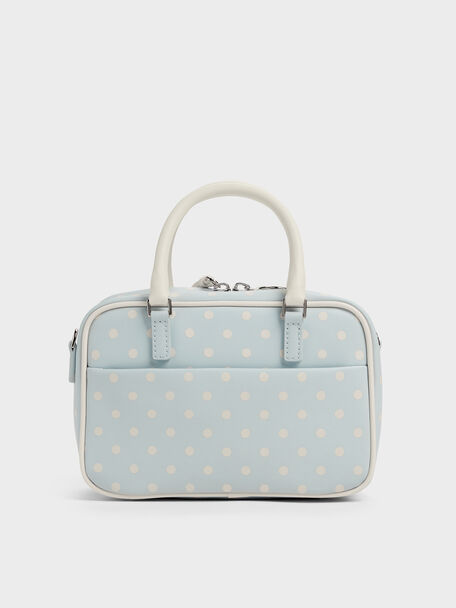Sianna Polka-Dot Bowling Bag, Sea Salt Blue, hi-res