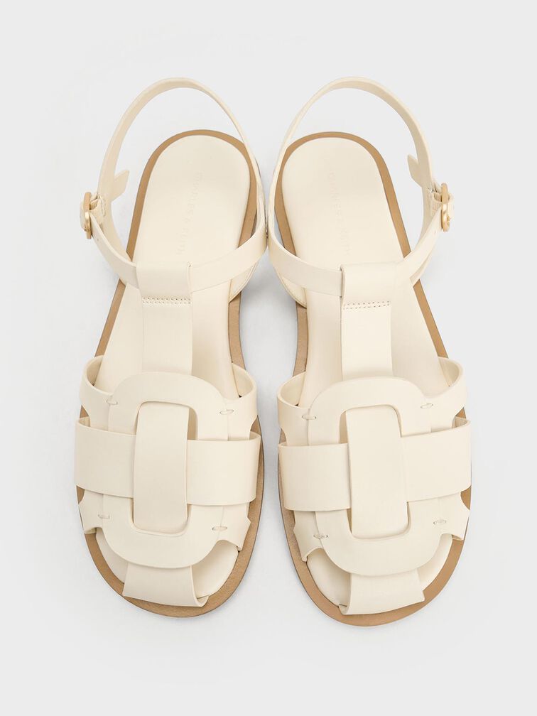 Easley T-Bar Caged Sandals, Chalk, hi-res