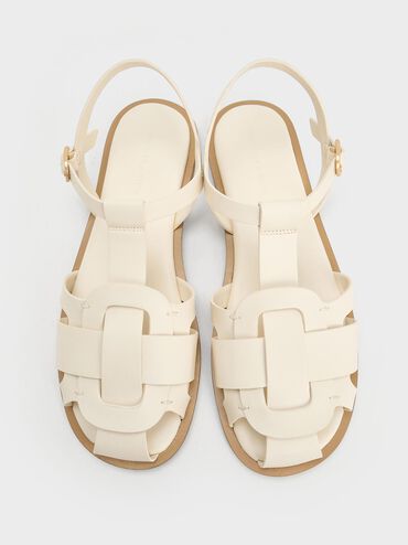 Easley T-Bar Caged Sandals, Chalk, hi-res