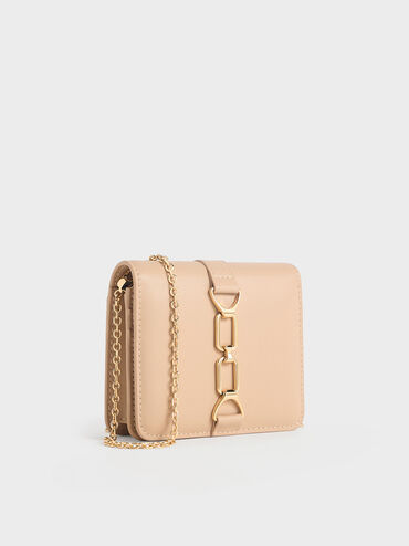 Agatha Chain-Accent Card Holder, Beige, hi-res