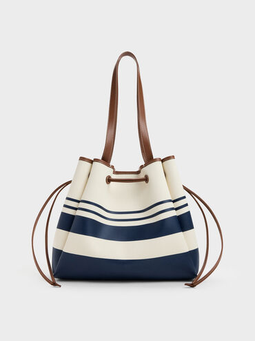 Hanya Canvas Striped Drawstring Tote Bag, Multi, hi-res