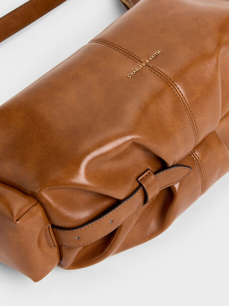 Large Bessie Side-Pocket Hobo Bag, Distressed Tan, hi-res