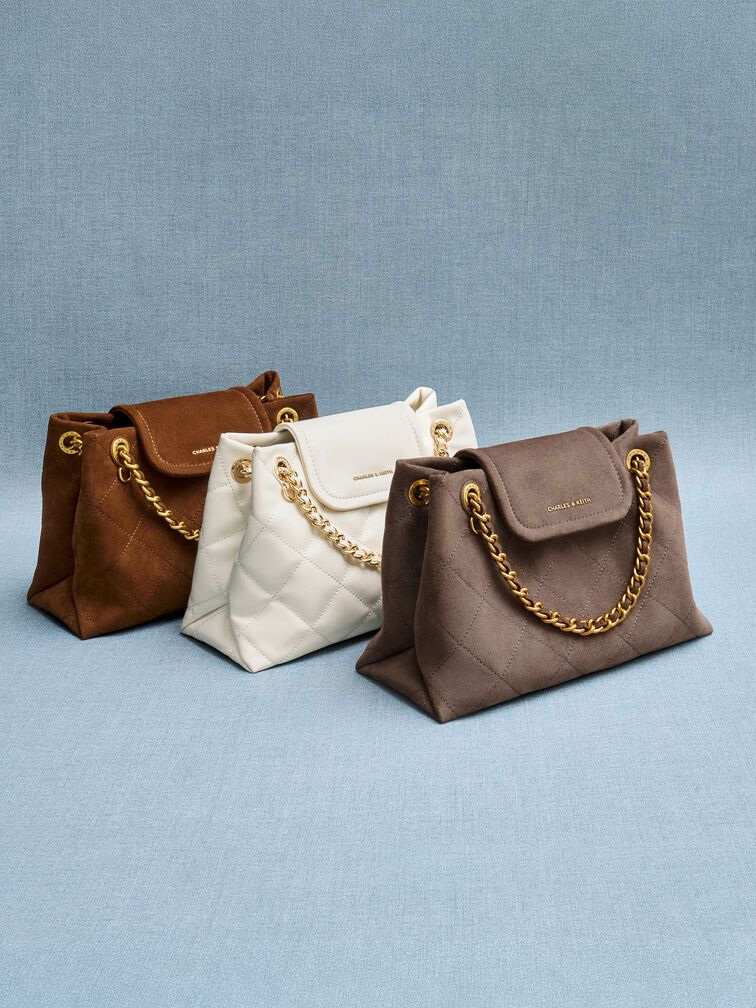 Apfra Quilted Shoulder Bag, Cream, hi-res