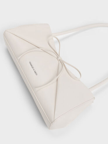 Hazel Bow Panelled Shoulder Bag, Cream, hi-res