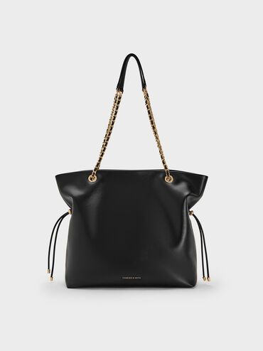 Arya Braided-Strap Double-Handle Tote Bag, Black, hi-res