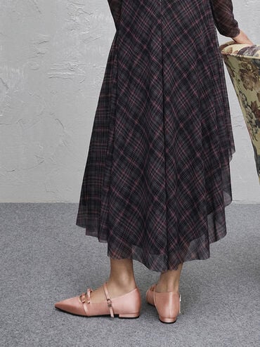 Jessy Recycled Polyester Bow Pointed-Toe Flats, Pink, hi-res