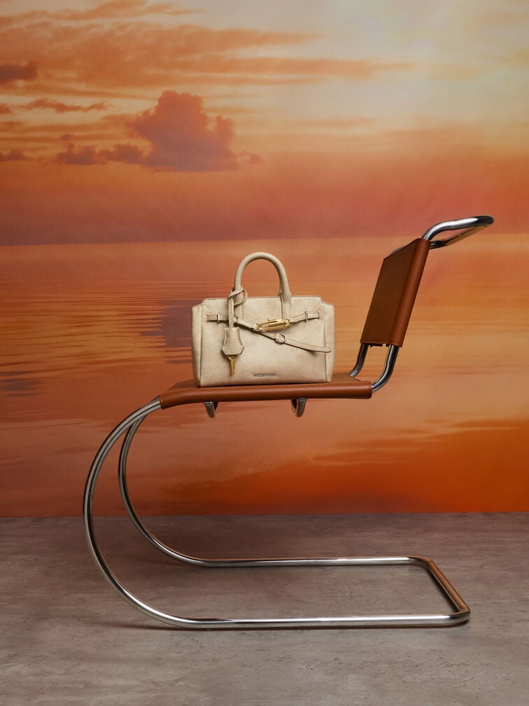 Mini Delfina Belted Tote Bag, Sand, hi-res