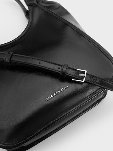 Mini Sianna Crinkle-Effect Slouchy Tote Bag, Noir, hi-res