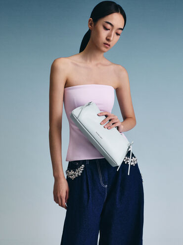 Hazel Bow Elongated Trapeze Shoulder Bag, Sea Salt Blue, hi-res