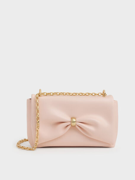 Halsey Ruched Chain Shoulder Bag, Soft Pink, hi-res