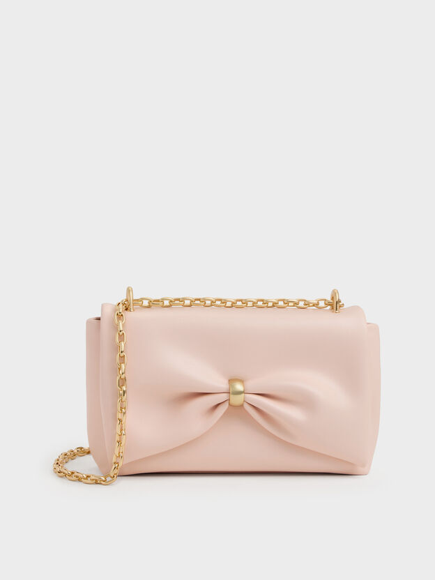 Halsey Ruched Chain Shoulder Bag, Soft Pink, hi-res