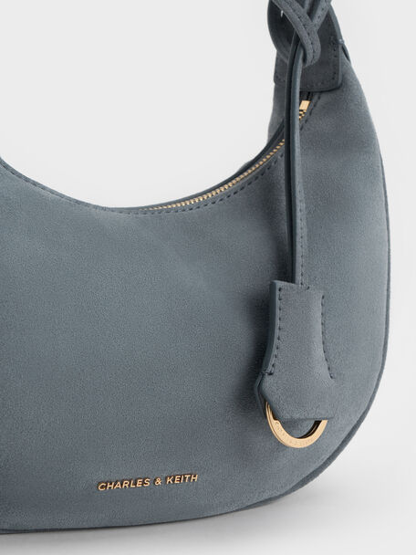 Vega Faux Suede Hobo Bag, Smoky Blue, hi-res