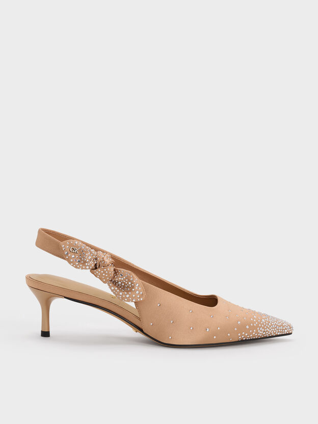 Jayce Crystal Slingback Kitten Heels, Nude, hi-res