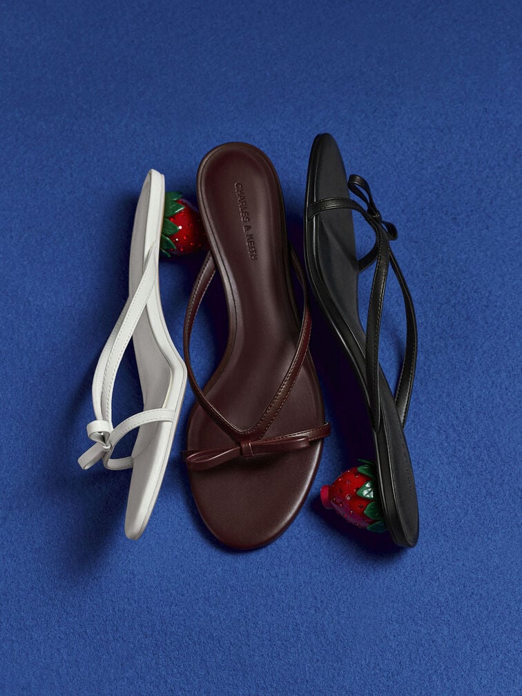 Sonali Bow Strawberry-Heel Mules, White, hi-res