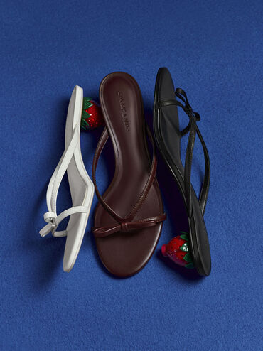 Sonali Bow Strawberry-Heel Mules, White, hi-res