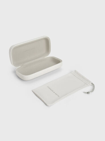 Freya Square Thick-Frame Sunglasses, Beige, hi-res