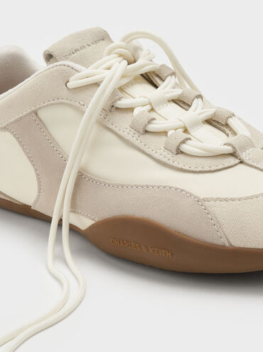 Nylon & Suede Top-Flap Sneakers, Chalk, hi-res