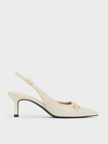Leslie Metallic-Accent Slingback Pumps, Chalk, hi-res