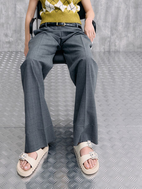 Gem-Buckle Double-Strap Sandals, Chalk, hi-res