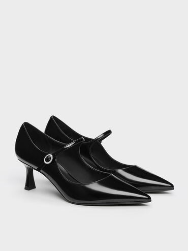 Pointed Mary Jane Pumps, Black Box, hi-res