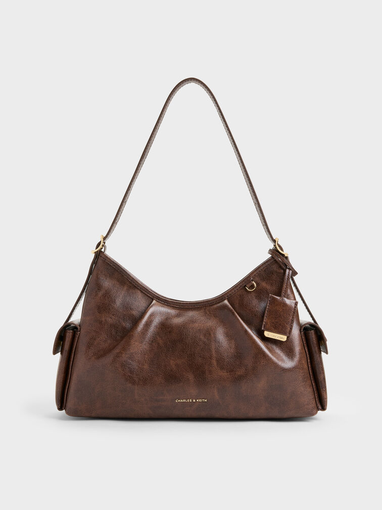 Khai Side-Pocket Shoulder Bag, Distressed Coffee, hi-res
