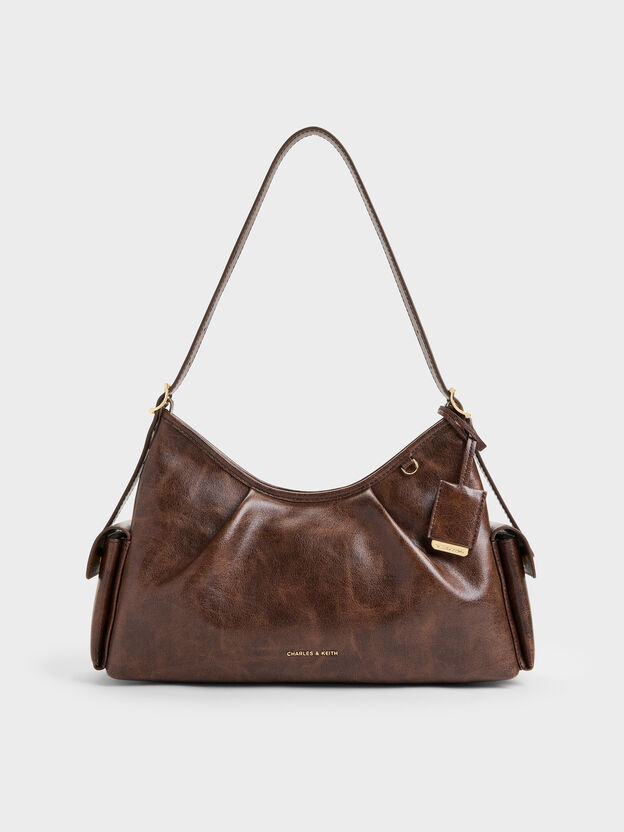 Khai Side-Pocket Shoulder Bag, Distressed Coffee, hi-res