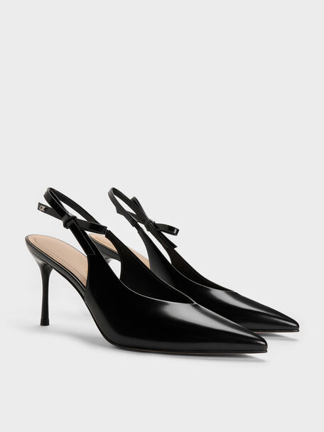 Anastasia Leather Slingback Pumps, Black Box, hi-res