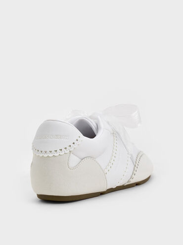 Cece Heart-Motif Sheer-Lace Sneakers, White, hi-res