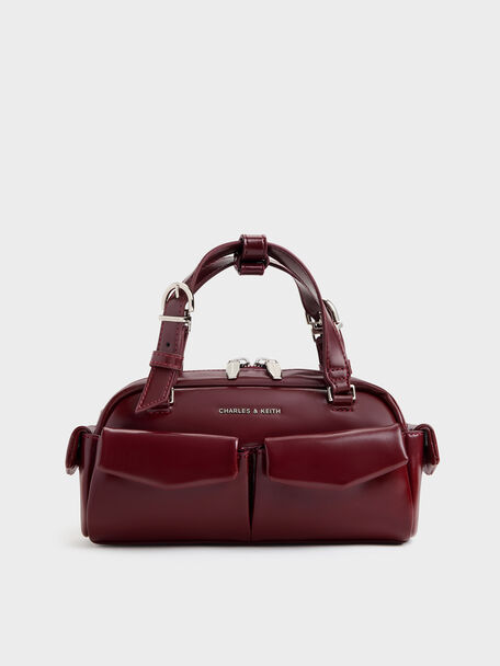 Rachel Multi-Pocket Bowling Bag, Burgundy, hi-res