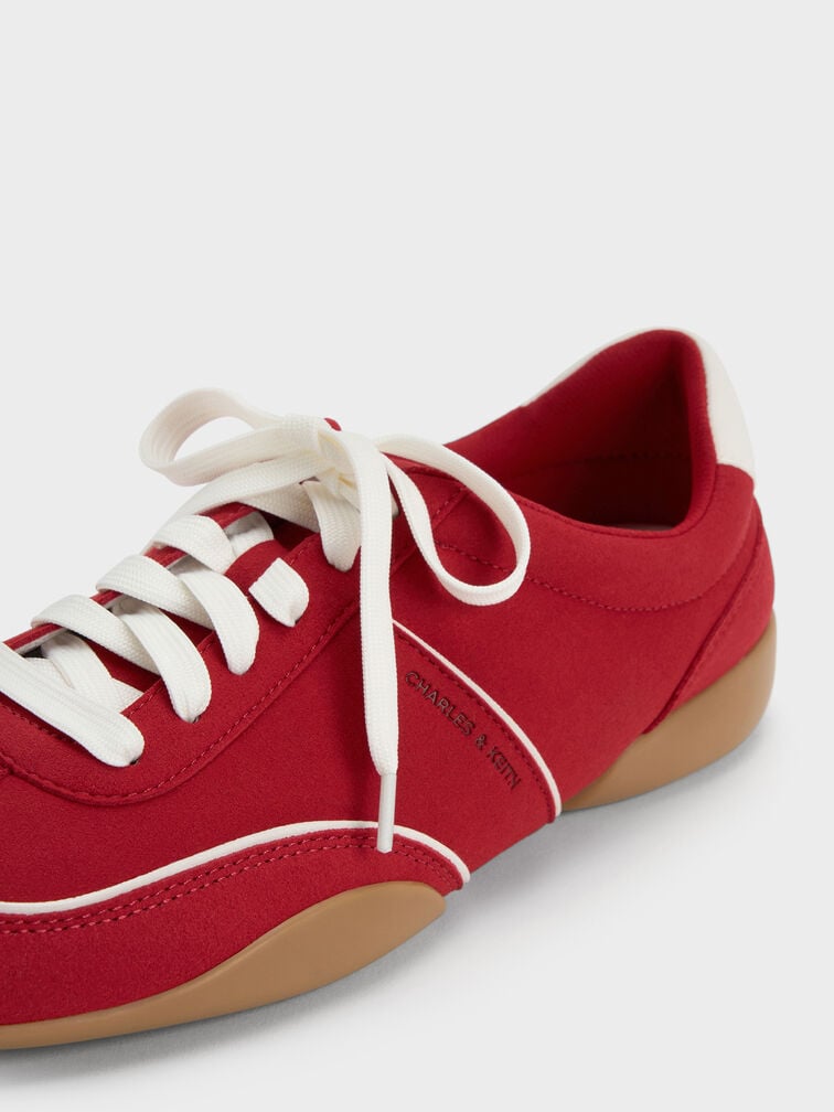 Louise Contrast-Trim Sneakers, Red, hi-res