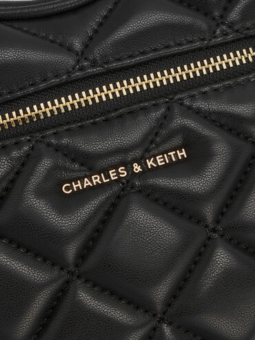 Paffuto Quilted Heart Crossbody Bag, Black, hi-res