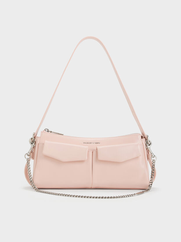 Rachel Front-Pocket Chain Shoulder Bag, Soft Pink, hi-res