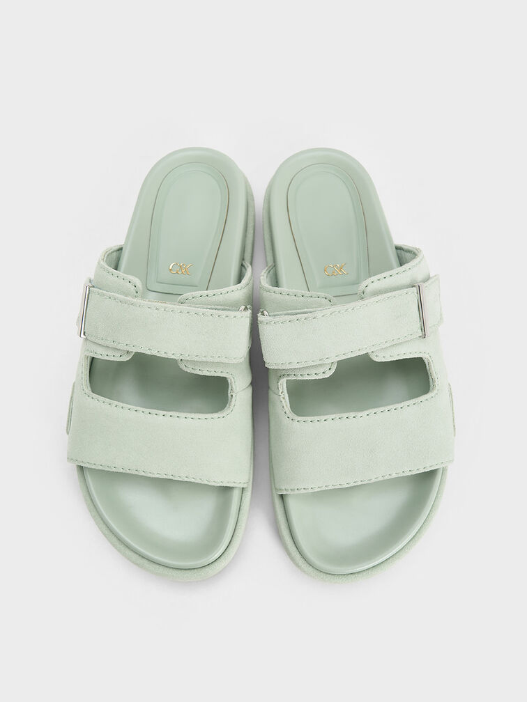 Kori Suede Slide Sandals, Mint Green, hi-res