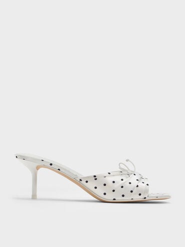 Sadira Dotted Ruched Bow Heeled Mules, Multi2, hi-res